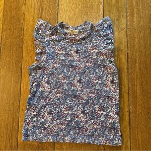 Nation LTD Floral Ruffle Sleeve Blouse - Blue and Red